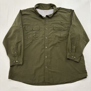 Boulder Creek Men's Vented Fishing Hiking Shirt Long Sleeve Olive Green Size 4XL